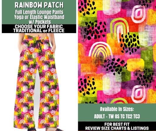 Preorder! Closes 12/4. ETA Feb. Rainbow Patch Lounge Pants Choose Fleece or Traditional