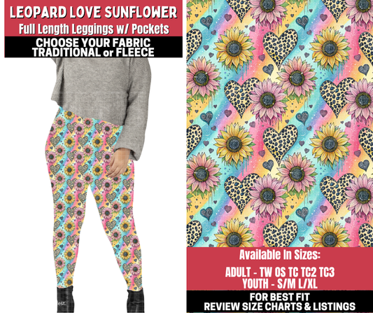 Preorder! Closes 11/13. ETA Jan. Leopard Love Sunflower Leggings Choose Fleece or Traditional