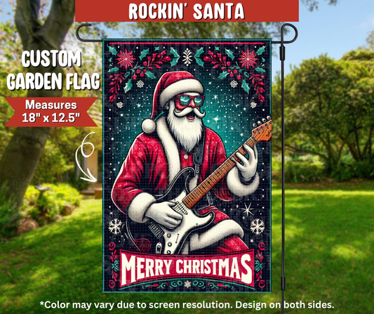 Preorder! Closes 9/22. ETA Dec. Rockin' Santa Garden Flag