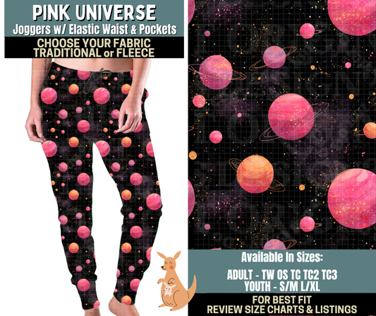 Preorder! Closes 10/2. ETA Dec. Pink Universe Joggers Choose Fleece or Traditional