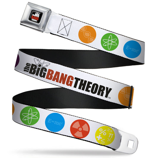 THE BIG BANG THEORY Full Color Black White Red Seatbelt Belt - THE BIG BANG THEORY DNA/Atom/E/Radiation White Webbing