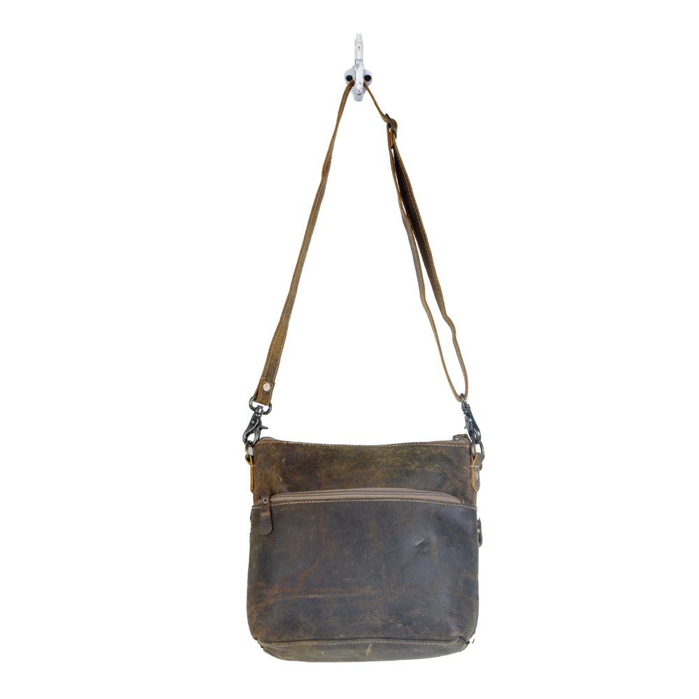 Myra Feline Hairon Leather Crossbody Bag Suede Finish, Leopard Print Front, Adjustable Strap for Everyday Chic