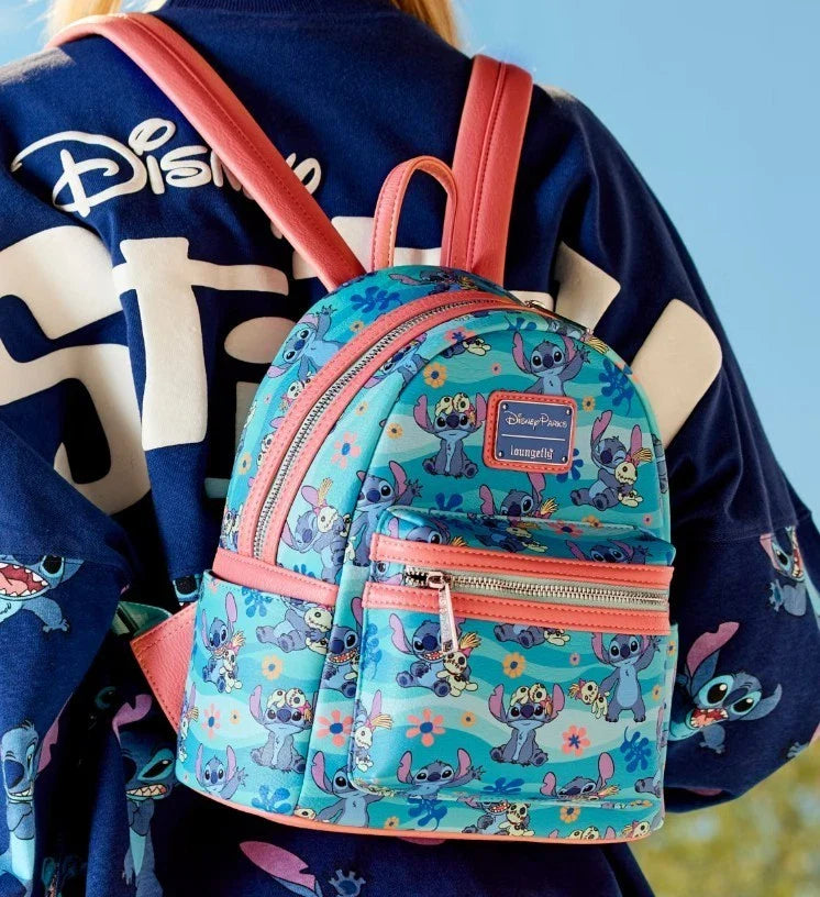 Disney parks Stitch Loungefly Mini Blue Backpack – Lilo & Stitch with Scrump