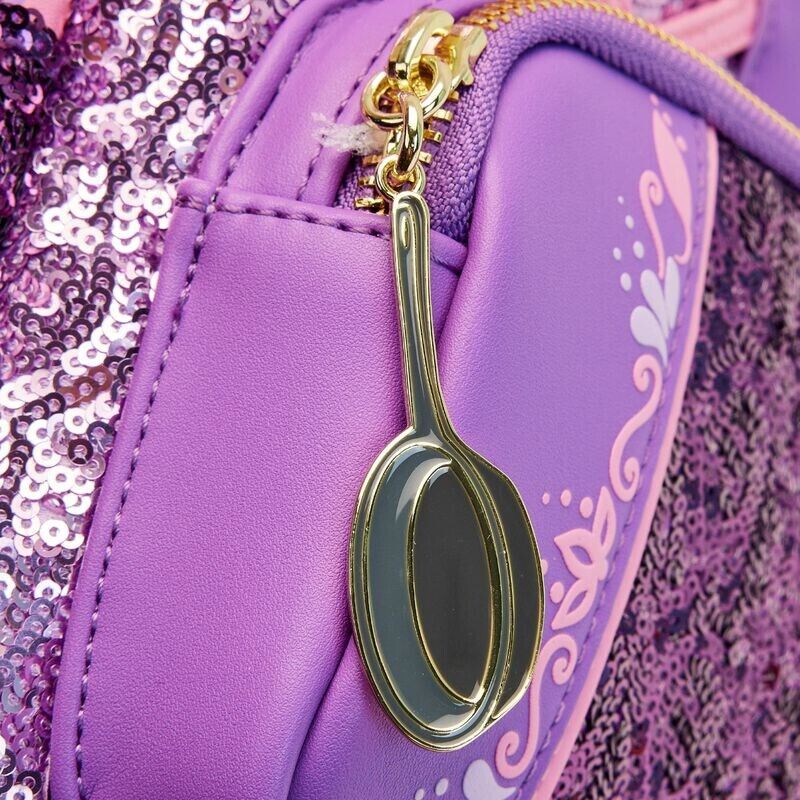 LOUNGEFLY REPUNZEL SEQUIN GLOW SET (BACKPACK AND WALLET)