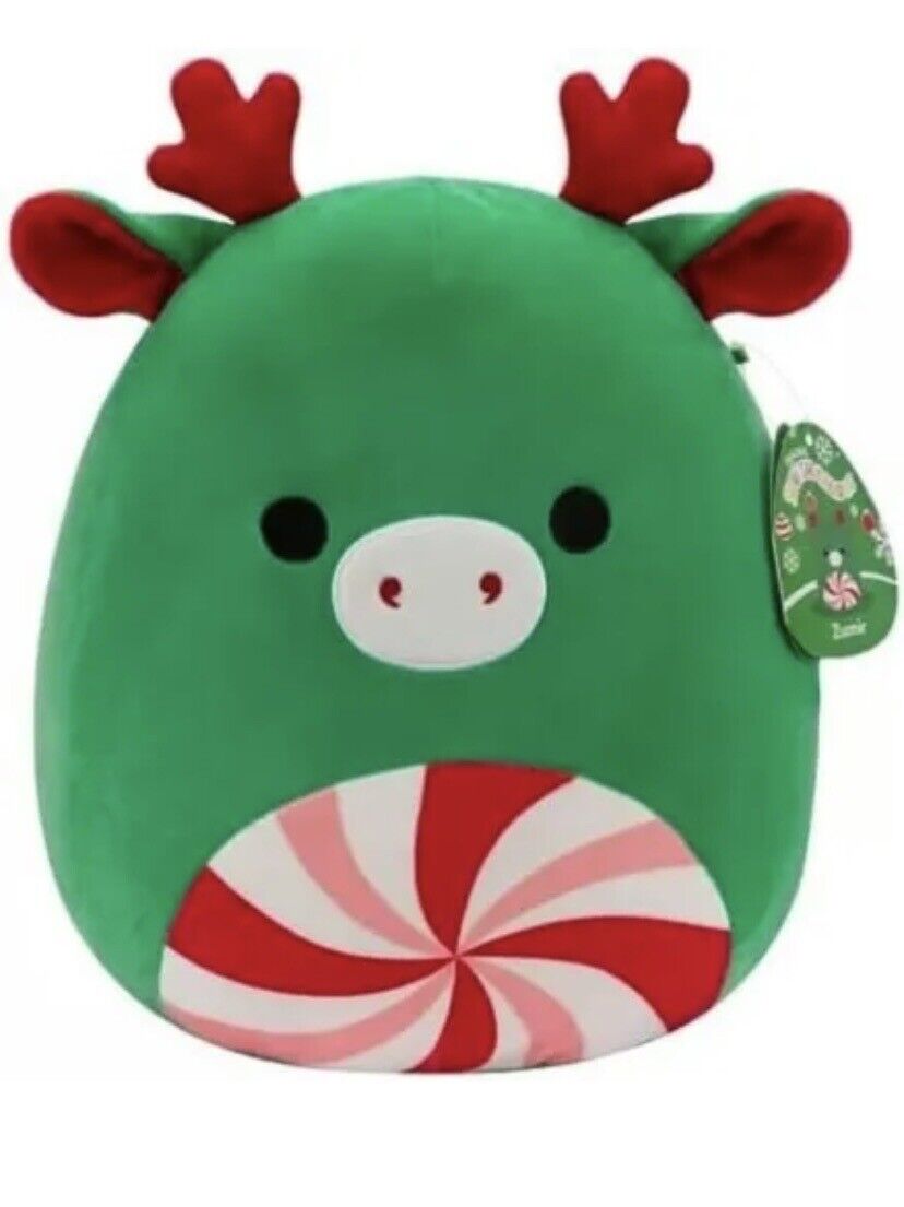 Squishmallows Zumir the Green Moose with Peppermint Swirl Belly 7.5" 2023 Christmas Edition Stuffed Plush