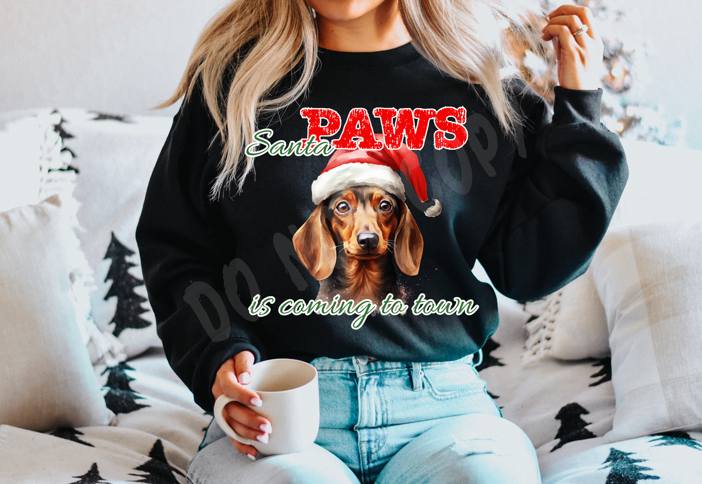 SANTA PAWS 27-Dachshund- CREWNECK SWEATSHIRT