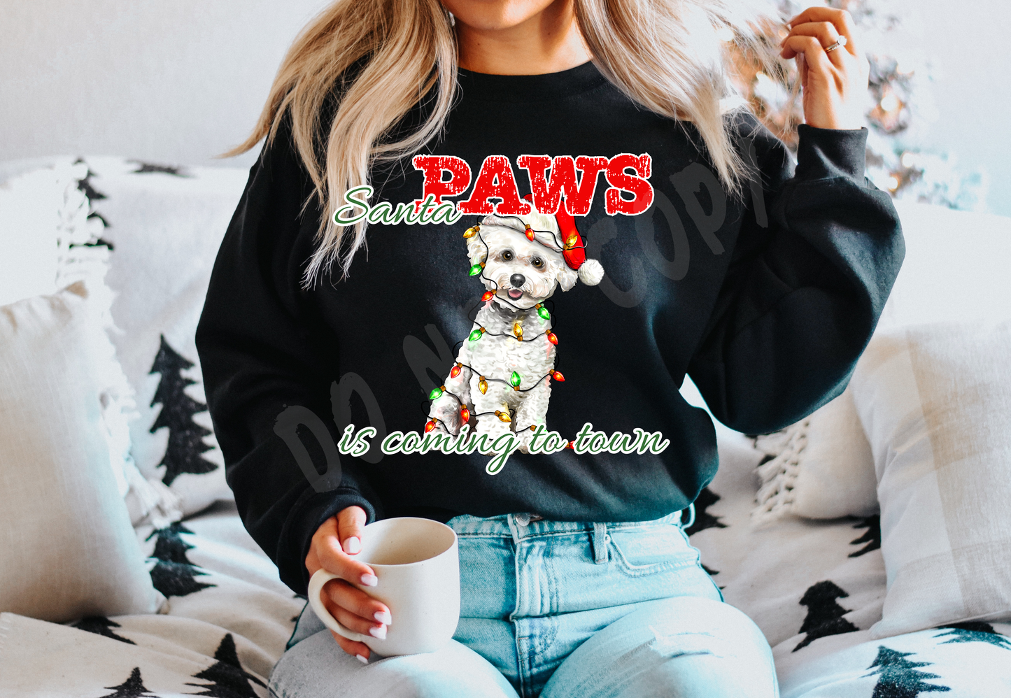 SANTA PAWS 29-BICHON- CREWNECK SWEATSHIRT