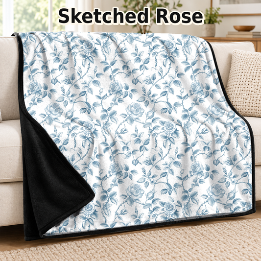 Sketched Rose-Soft Throw Blanket 14 Run- (PREORDER CLOSES 9/28, ETA DECEMBER)