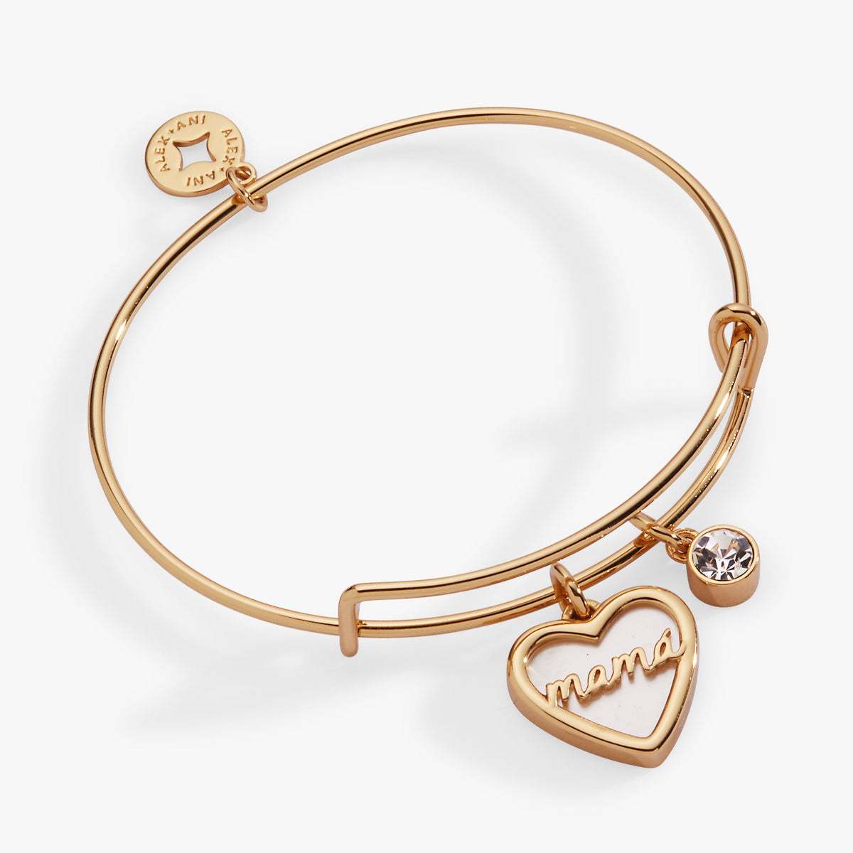 Mamá Mother of Pearl Heart Charm Bangle