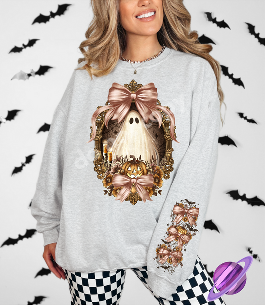 SPOOKY BOW - CREWNECK SWEATSHIRT  W/ SLEEVE PRINT