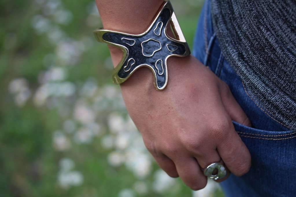 Starfish Rhinestone Bangle Gold Beach Bracelet Jewelry