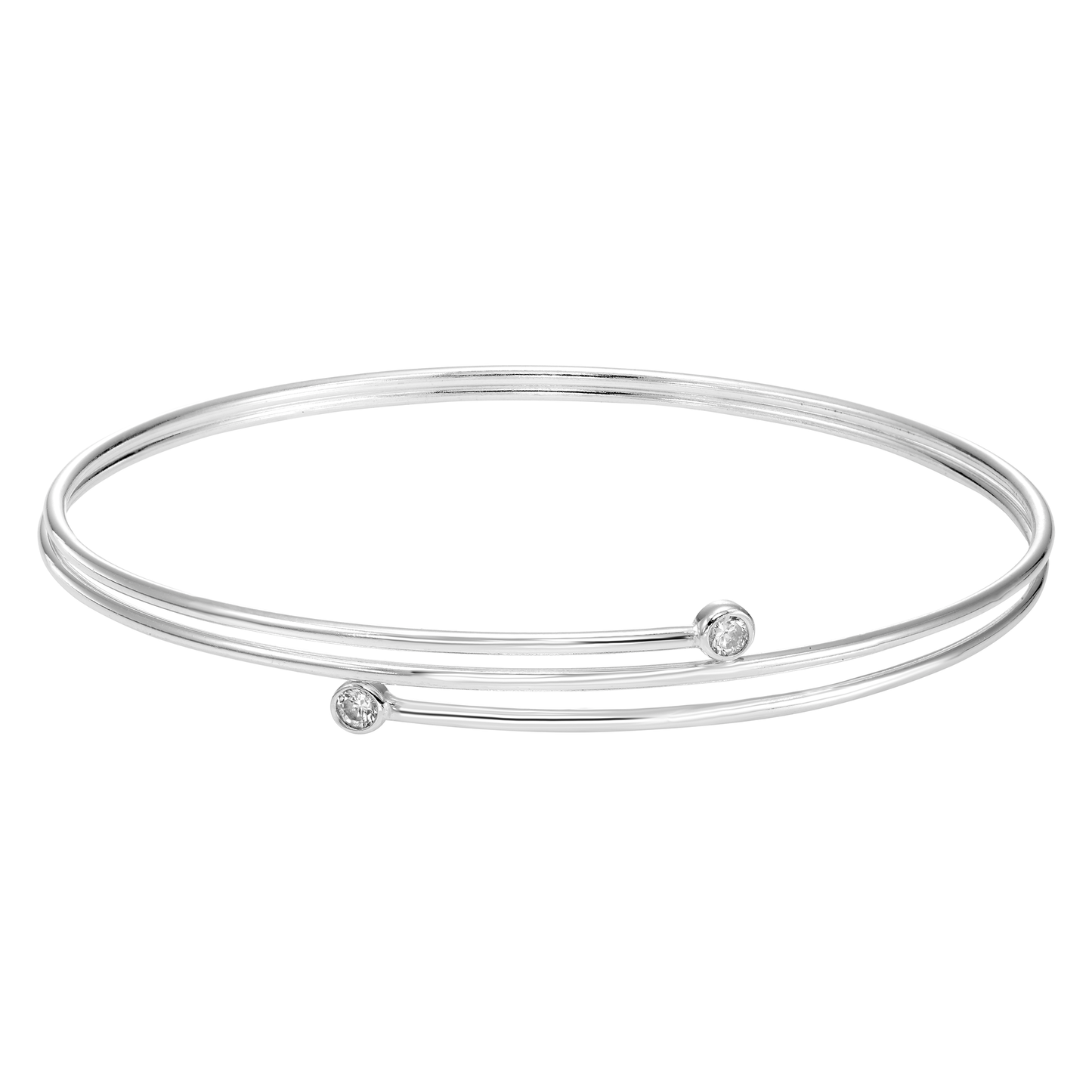 Sterling Silver Layered Cubic Zirconia Cuff Bracelet