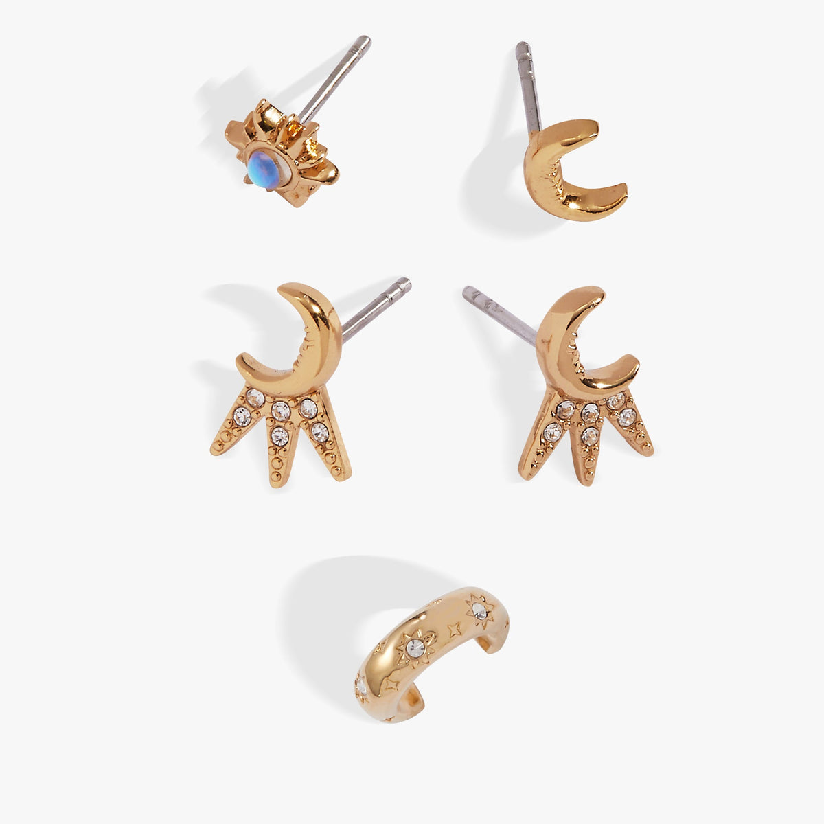 Sun & Moon 2 Studs & Earring Cuff Set