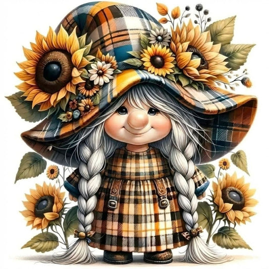 Sunflower Plaid Lady Gnome