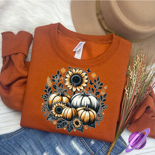 PUMPKIN SUNFLOWER CREW NECK SWEATSHIRT