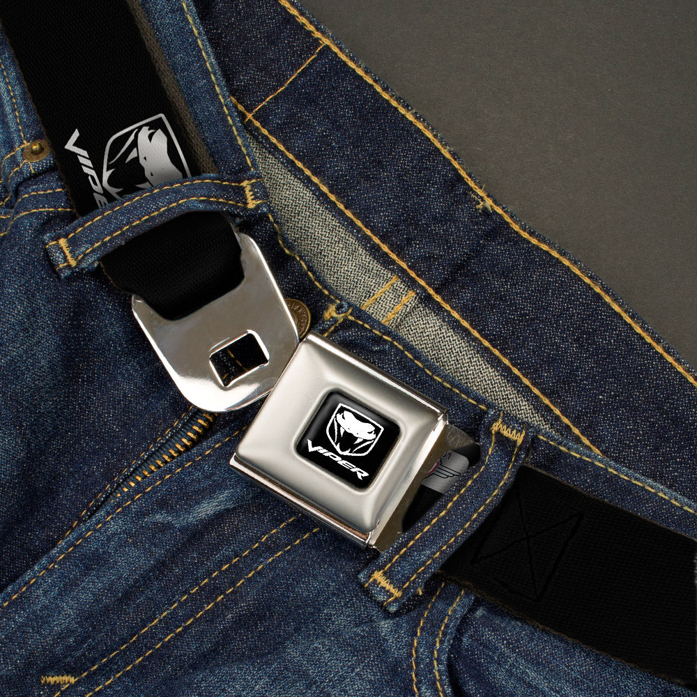 Dodge Viper Seatbelt Belt - Dodge Viper Black/Silver Logo REPEAT Webbing