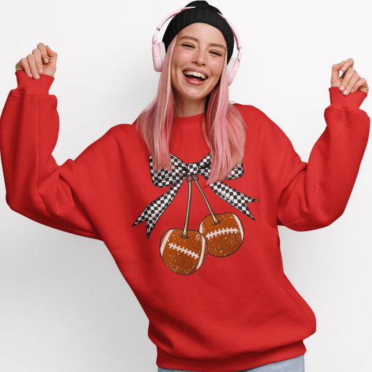 Football's, Cherries, And Bows. Oh My Graphic Sweatshirt
