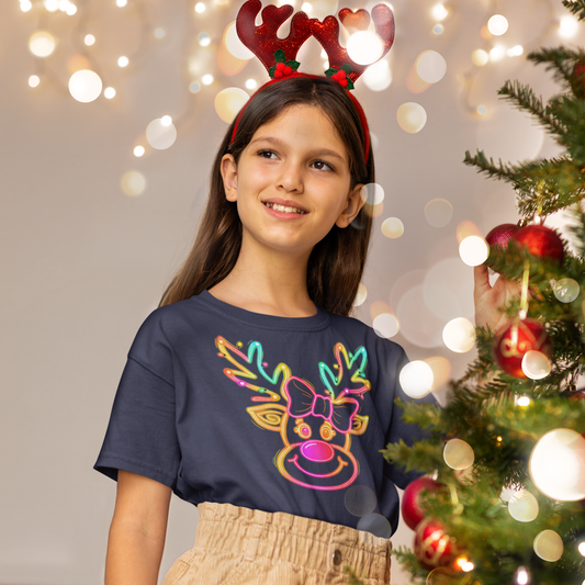 Neon Coquette Reindeer Youth & Toddler Graphic Tee