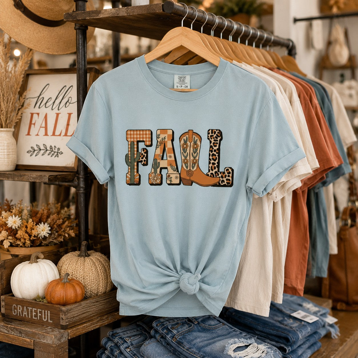 Cowboy Boots And Fall Adult Graphic Tee