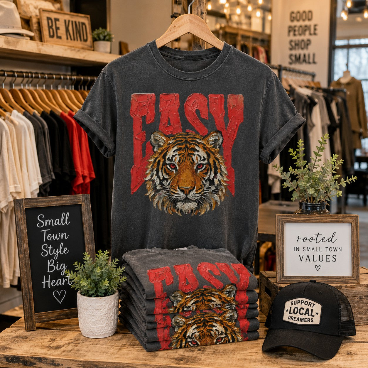 Painted Easy Tiger Adult Graphic Tee