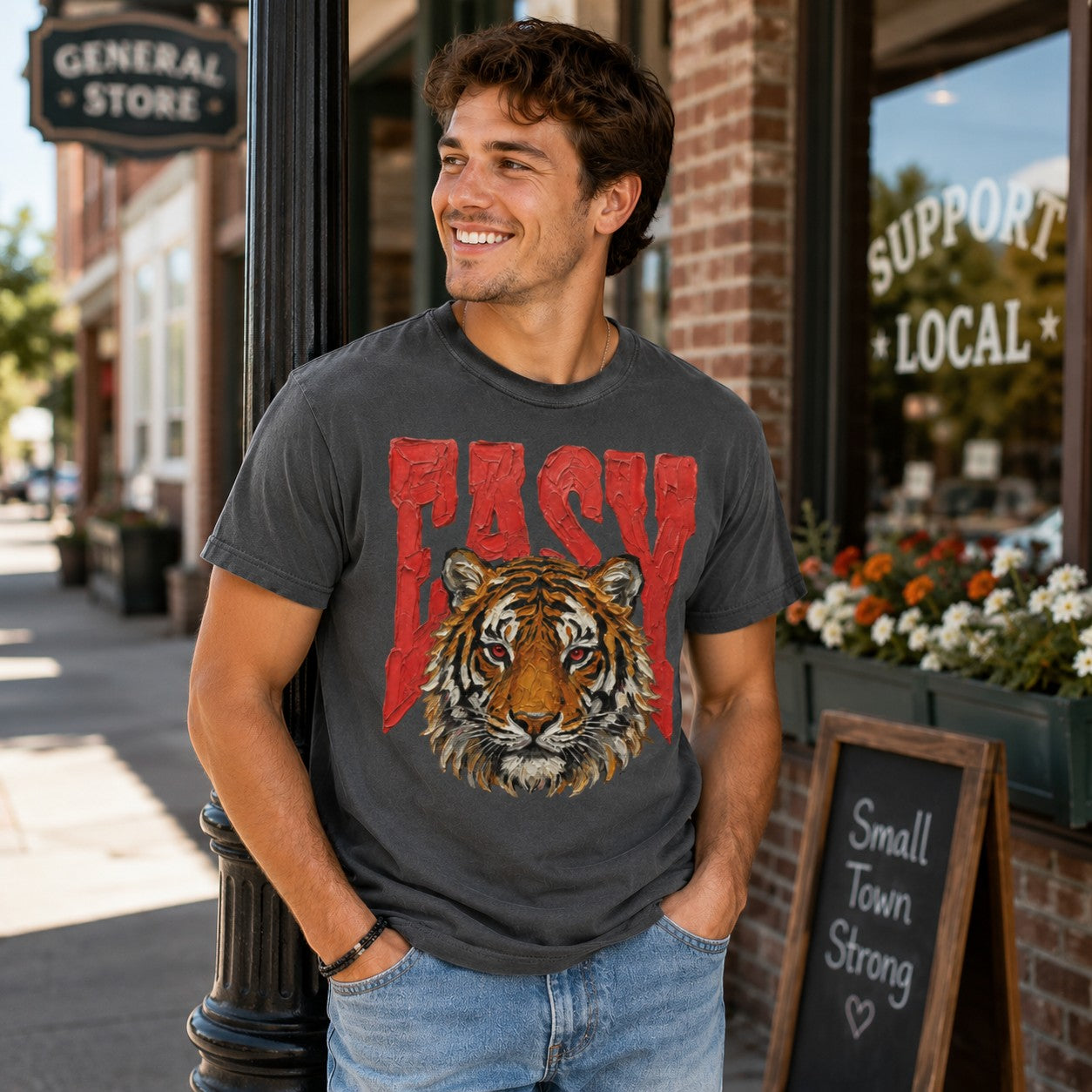 Painted Easy Tiger Adult Graphic Tee
