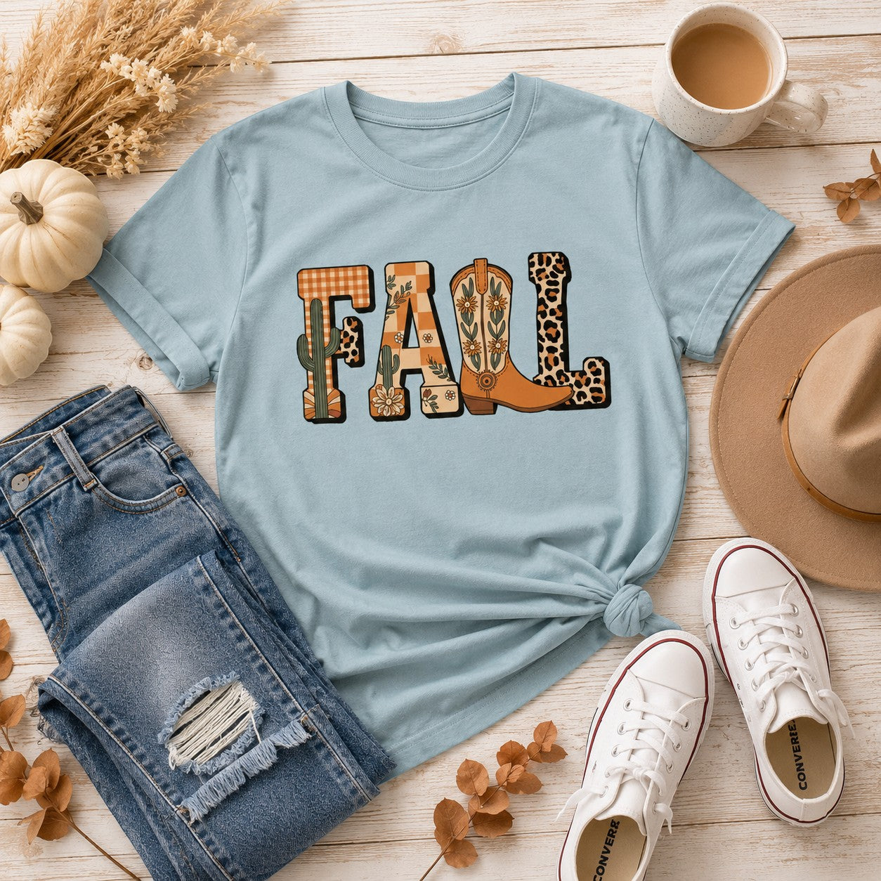 Cowboy Boots And Fall Adult Graphic Tee