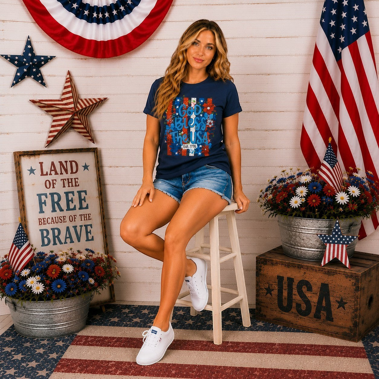 God Bless The USA Adult Graphic Tee