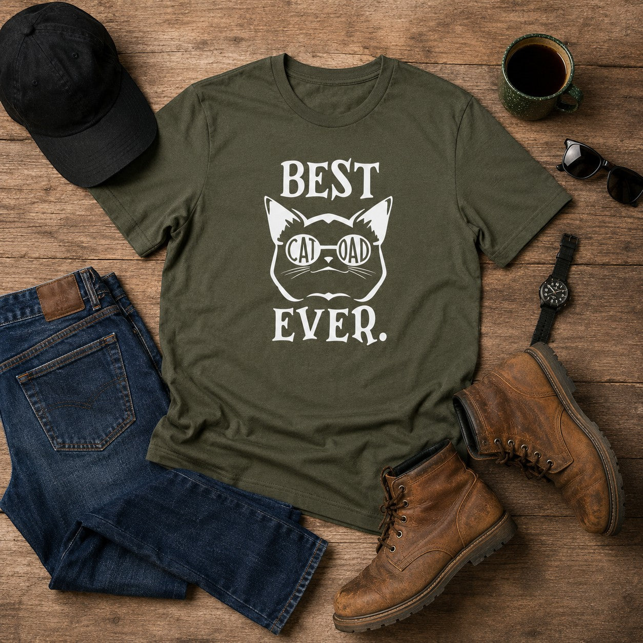 Best Cat Ded Ever Adult Graphic Tee