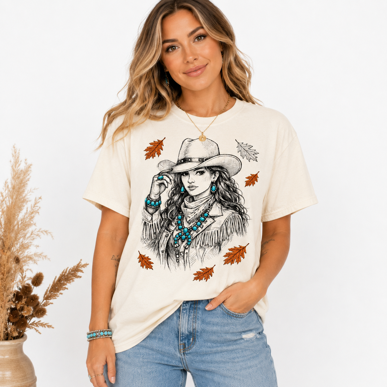Fall Cowgirl Adult Graphic Tee