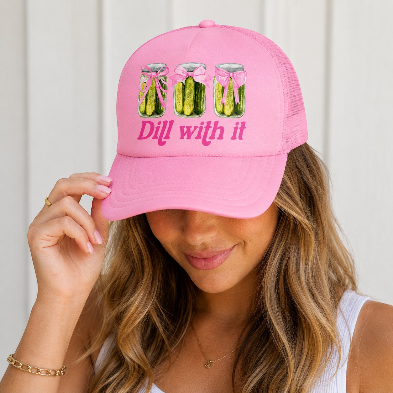 Dill With It Pickle Jar Trucker Hat