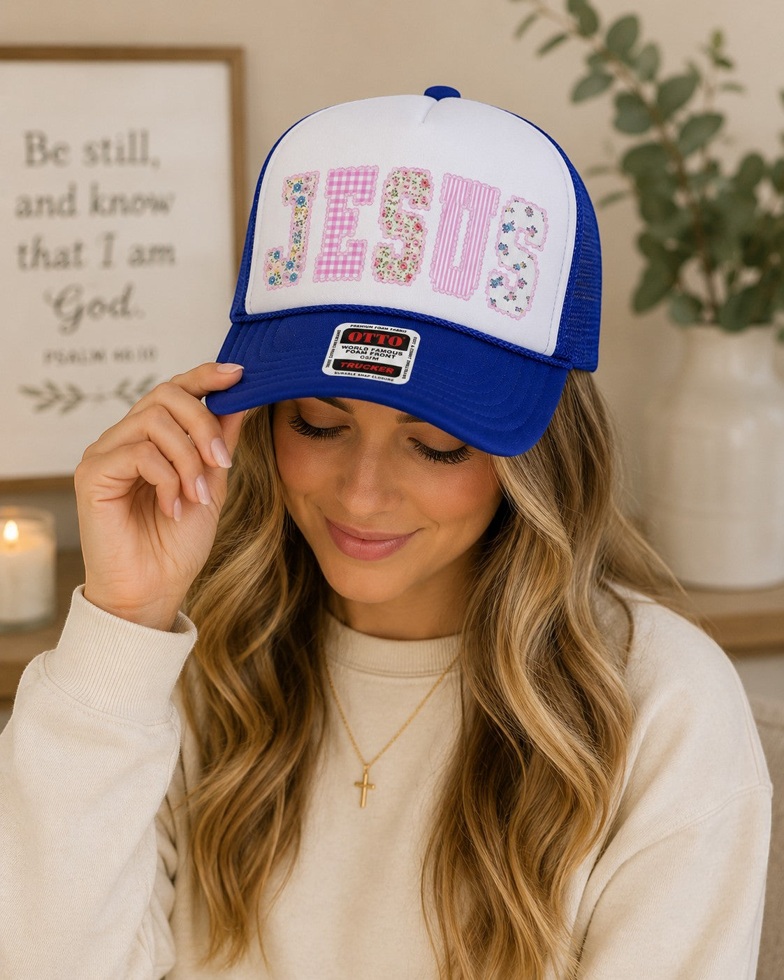 Jesus Floral Patch Trucker Hat