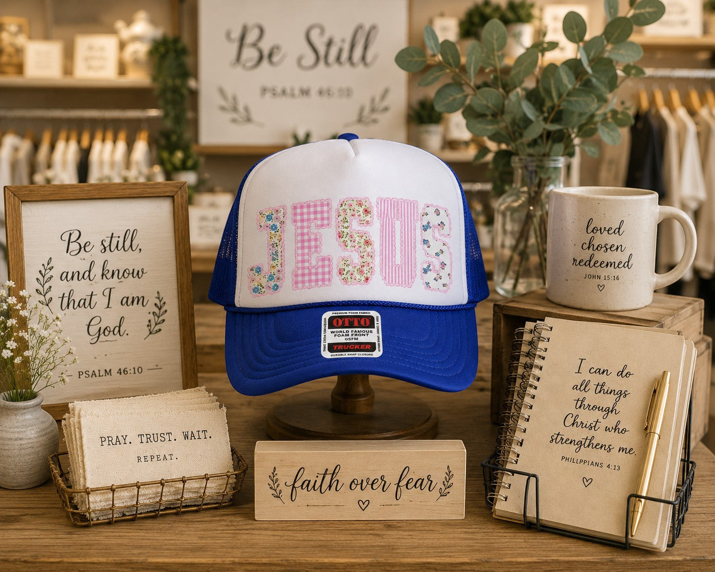 Jesus Floral Patch Trucker Hat