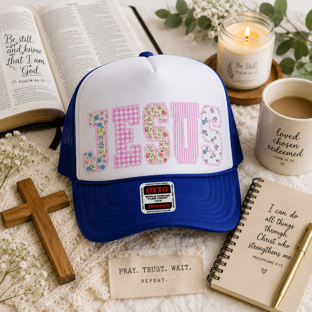 Jesus Floral Patch Trucker Hat