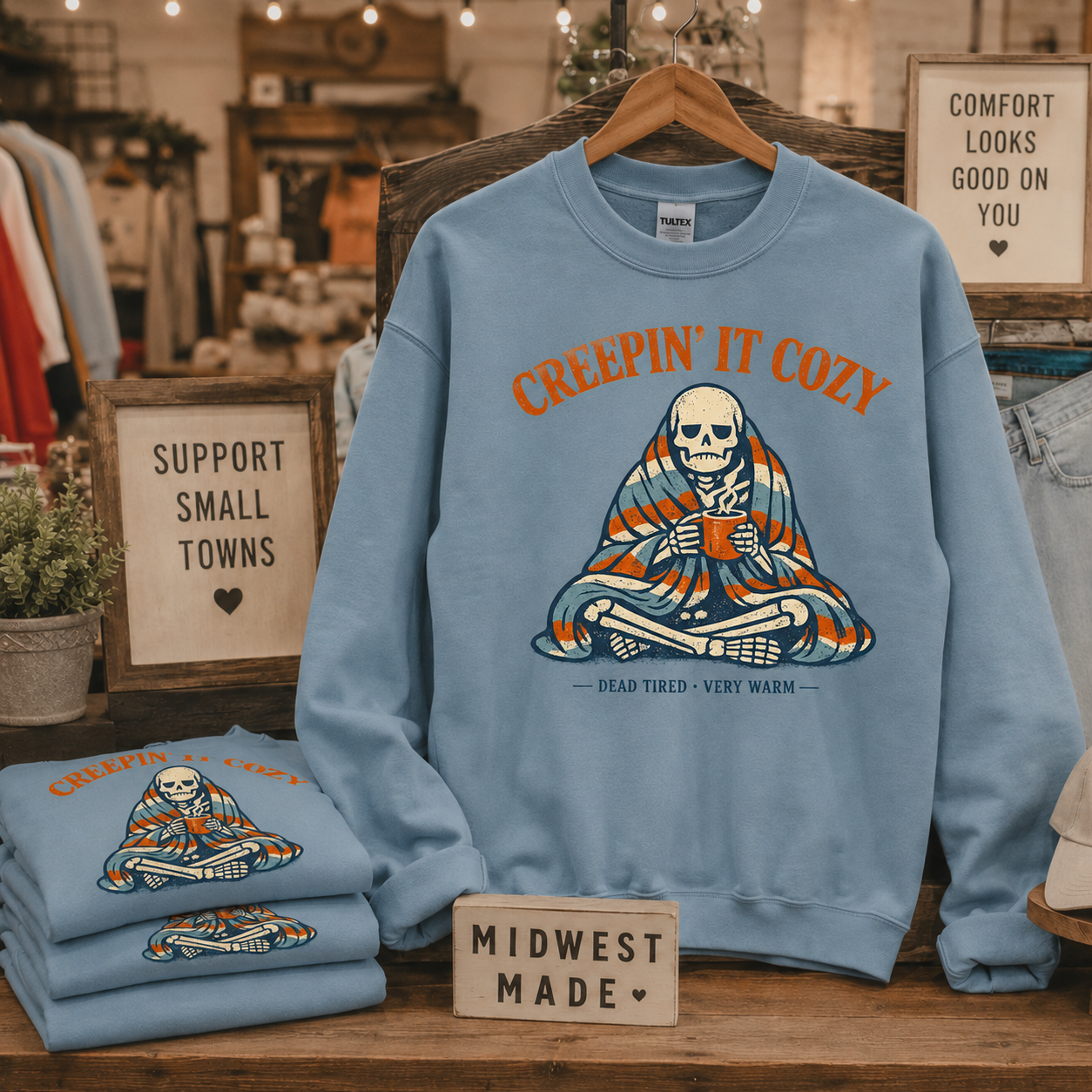 Creepin It Cozy Fall/Halloween Graphic Sweatshirt