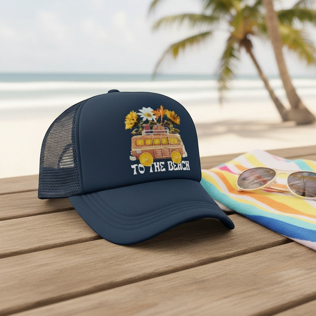 Retro Van With Flowers Trucker Hat