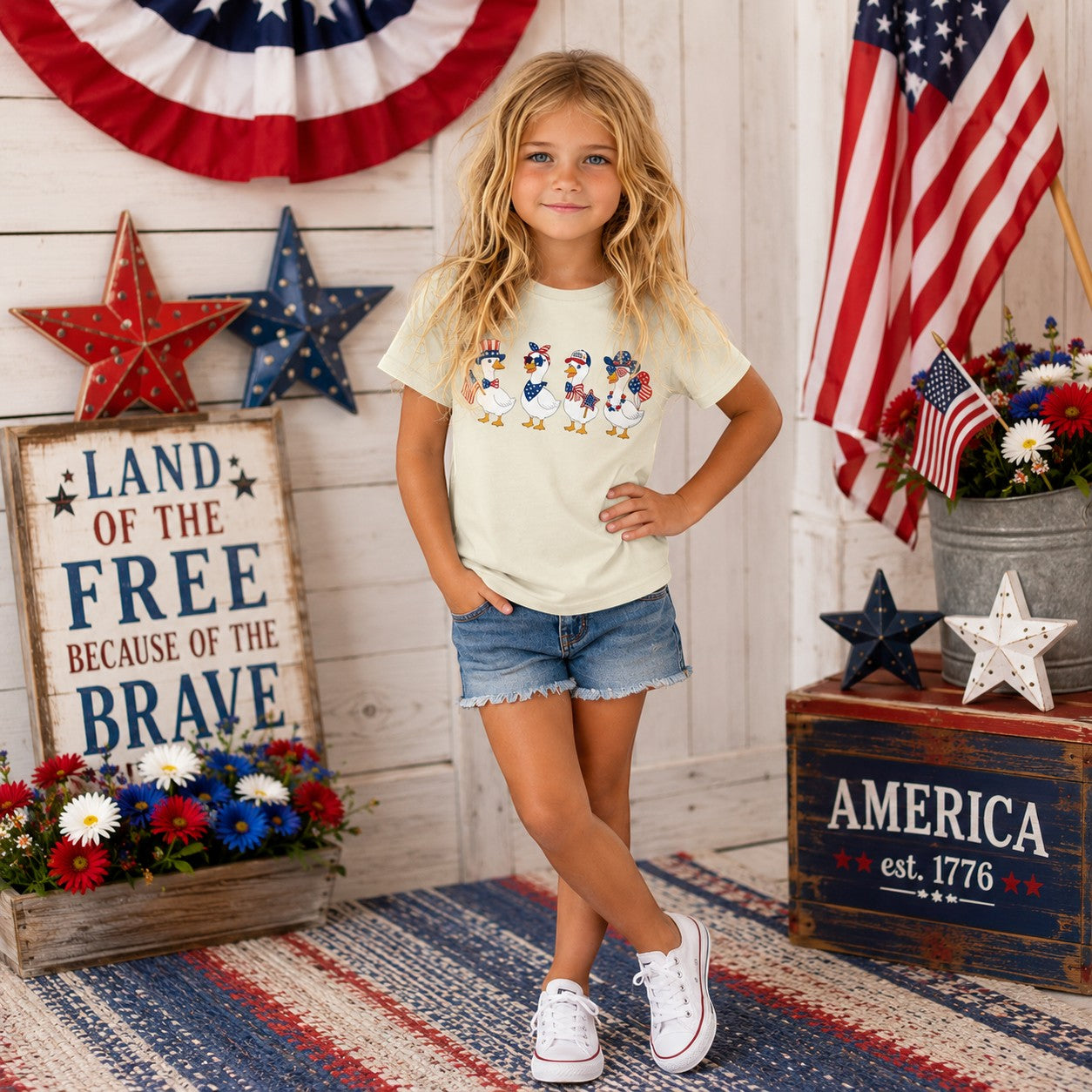 Patriotic Duck Squad Youth and Toddler Graphic Tee
