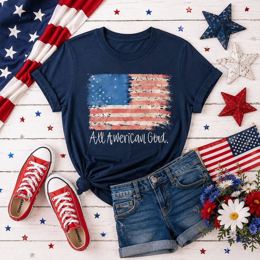 All American Girl Patriotic Youth and Toddler Graphic Tee