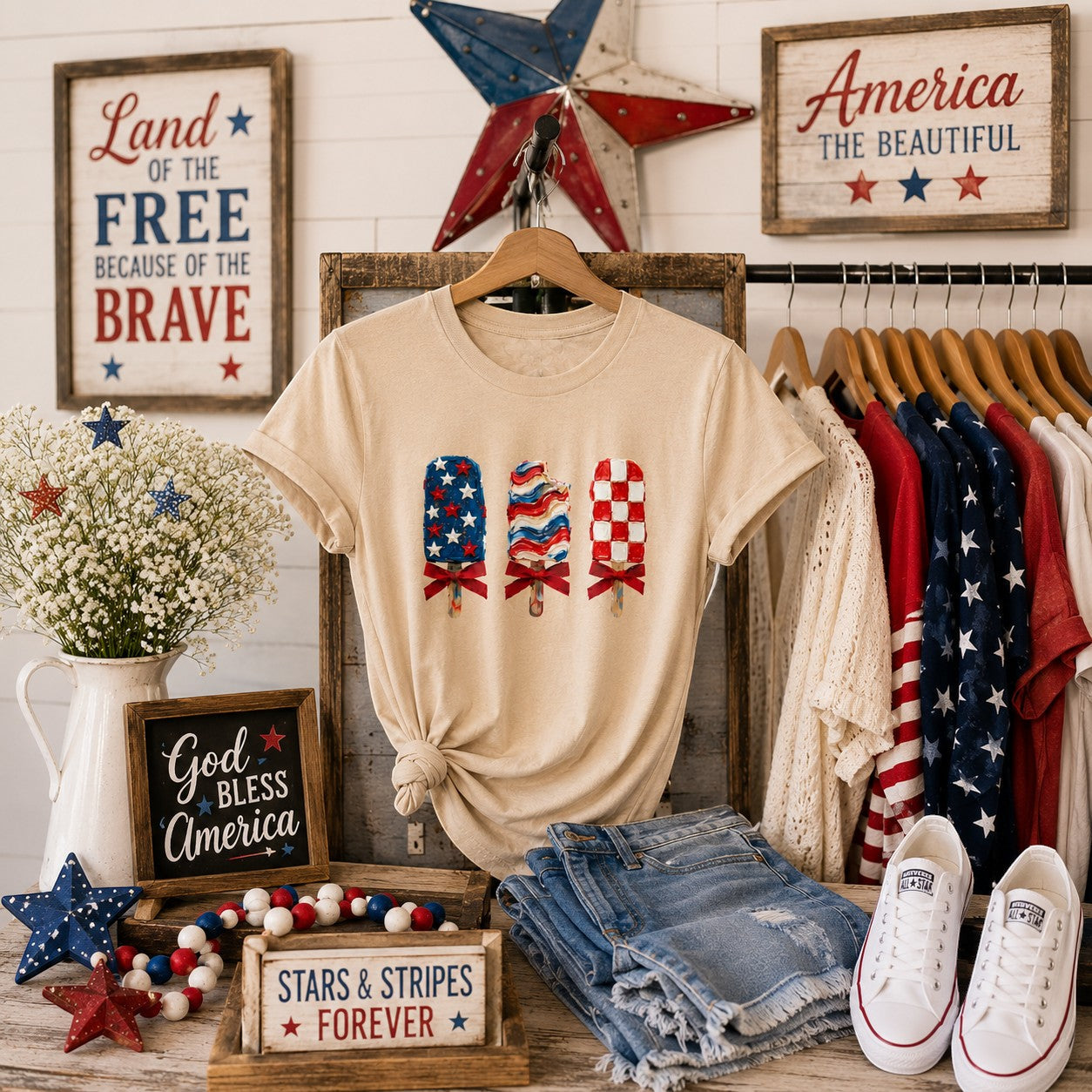 Patriotic Popsicle Adult Graphic Tee