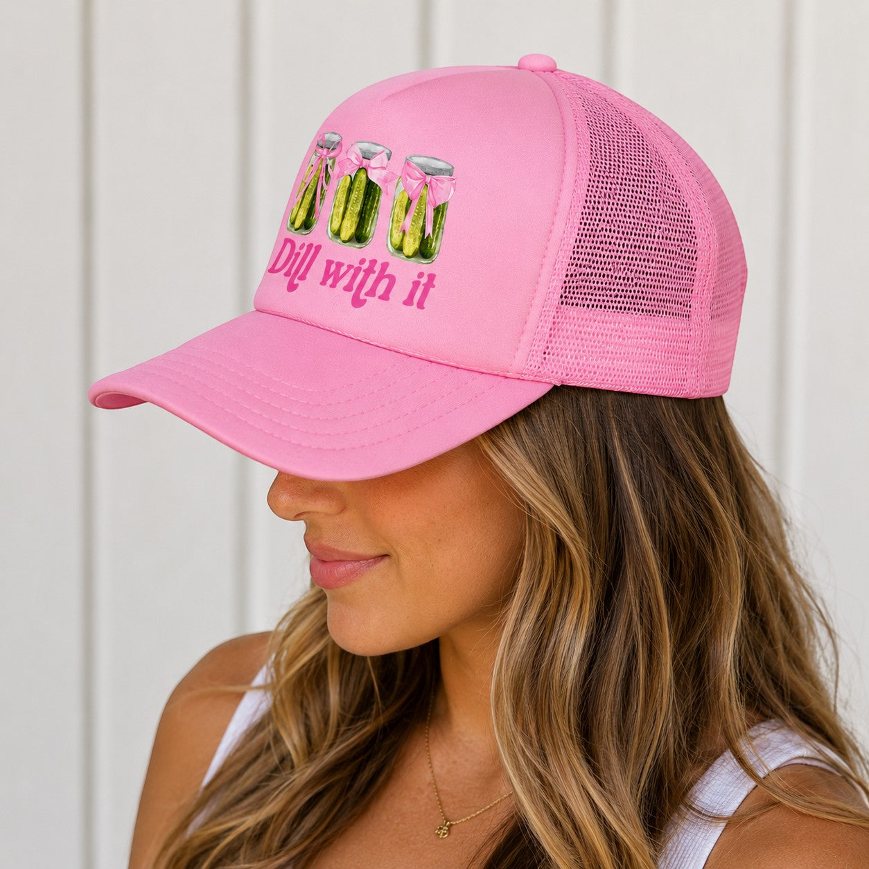 Dill With It Pickle Jar Trucker Hat