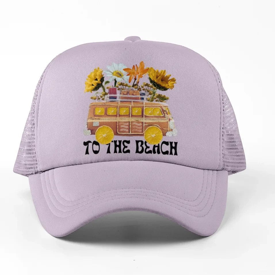 Retro Van With Flowers Trucker Hat