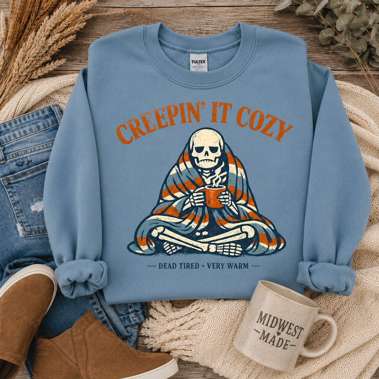 Creepin It Cozy Fall/Halloween Graphic Sweatshirt