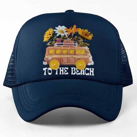 Retro Van With Flowers Trucker Hat