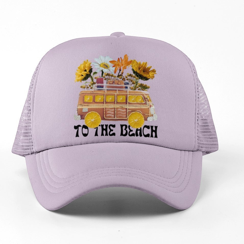 Retro Van With Flowers Trucker Hat