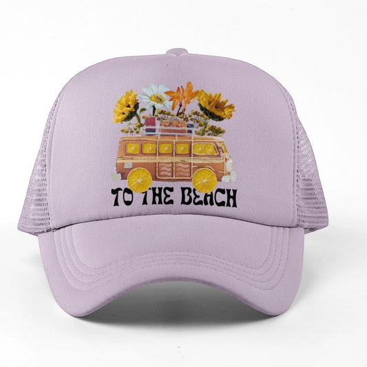 Retro Van With Flowers Trucker Hat