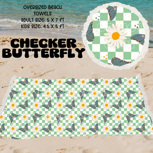 Checker Butterfly -OVERSIZED BEACH TOWEL 6-PREORDER CLOSING 3/20
