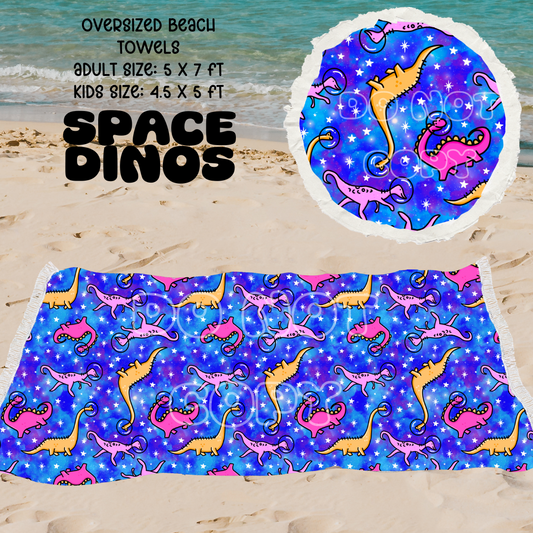 Space Dinos -OVERSIZED BEACH TOWEL 6-PREORDER CLOSING 3/20