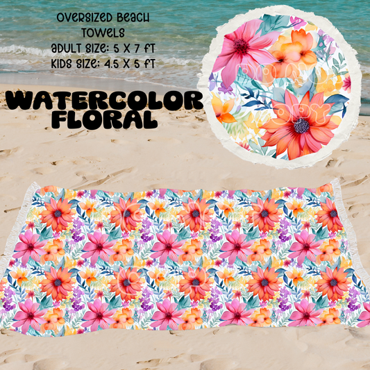 Watercolor Floral -OVERSIZED BEACH TOWEL 6-PREORDER CLOSING 3/20