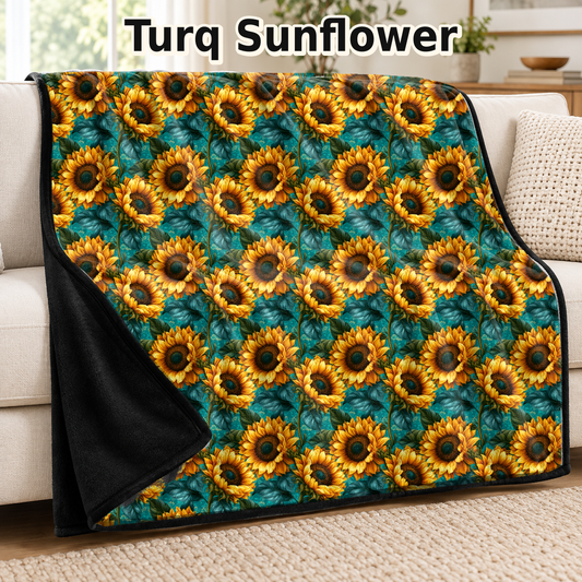 Turq Sunflower-Soft Throw Blanket 14 Run- (PREORDER CLOSES 9/28, ETA DECEMBER)
