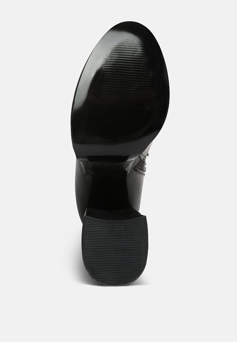 Tzar Faux Leather High Heeled Platfrom Calf Boots