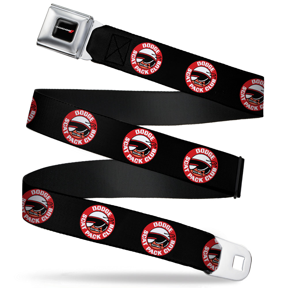 Dodge Red Rhombus Full Color Seatbelt Belt - DODGE SCAT PACK CLUB Bumblebee Logo Black/Red/White Webbing